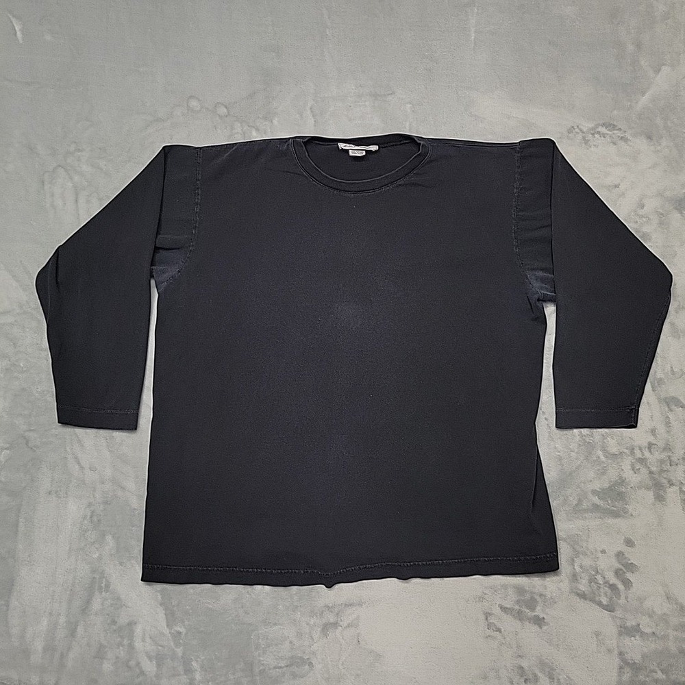 Vintage Saks Fifth Avenue Shirt Mens OS Black Long Sleeve Cotton Tee Made In USA